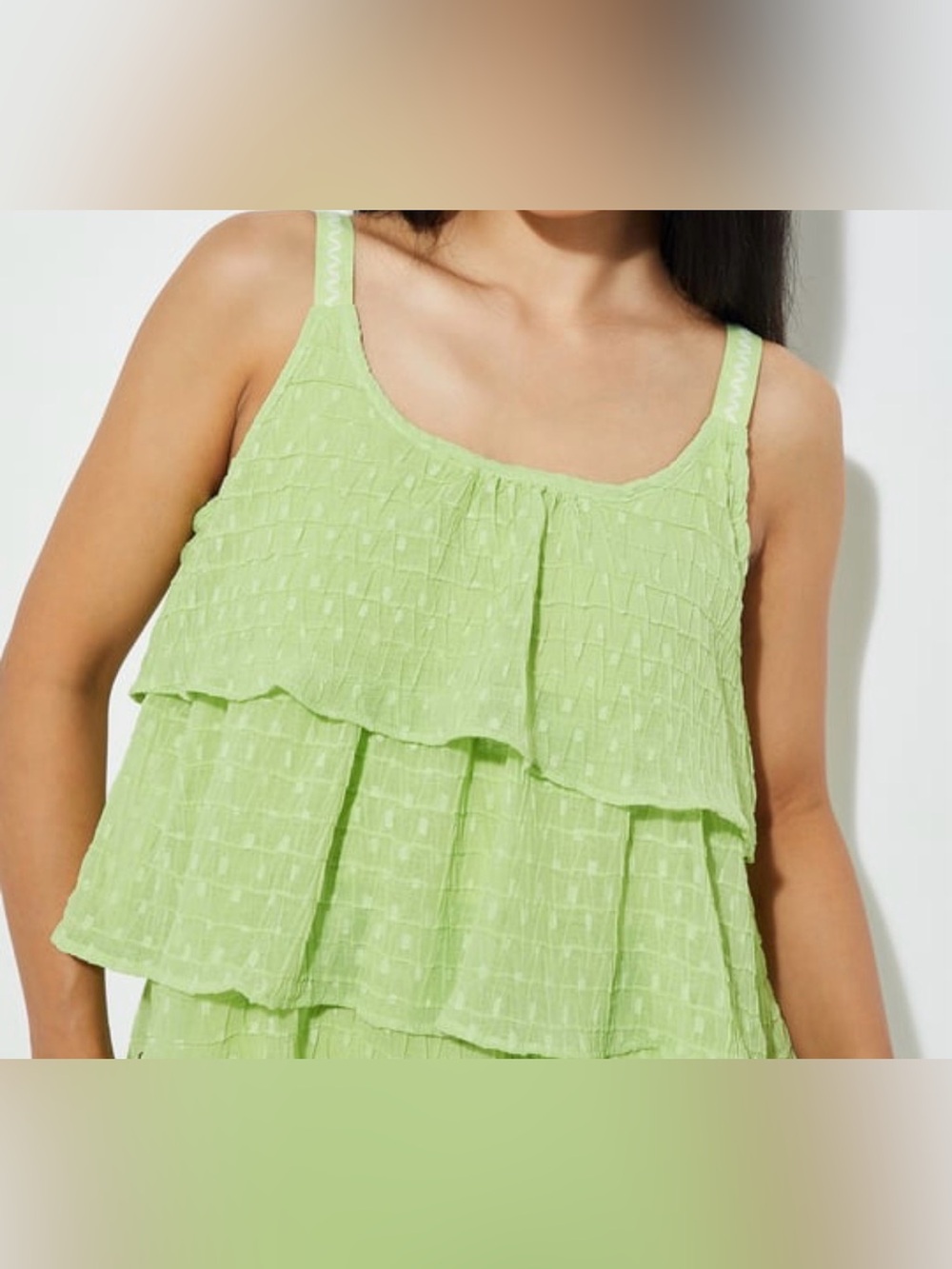 Light Green Tiered Ruffle Tank Top